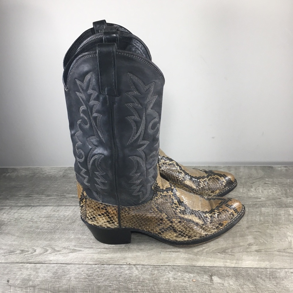 Vintage Dan Post Men's Snakeskin Snake Skin Leather Cowboy Western Boots Size 9